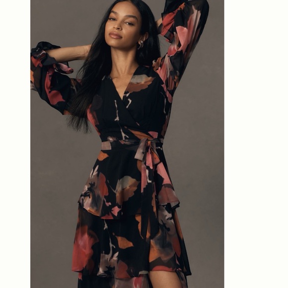 NWT Anthropologie Hutch Long-Sleeve V-Neck True Wrap Maxi Dress Floral 2X - Picture 7 of 17